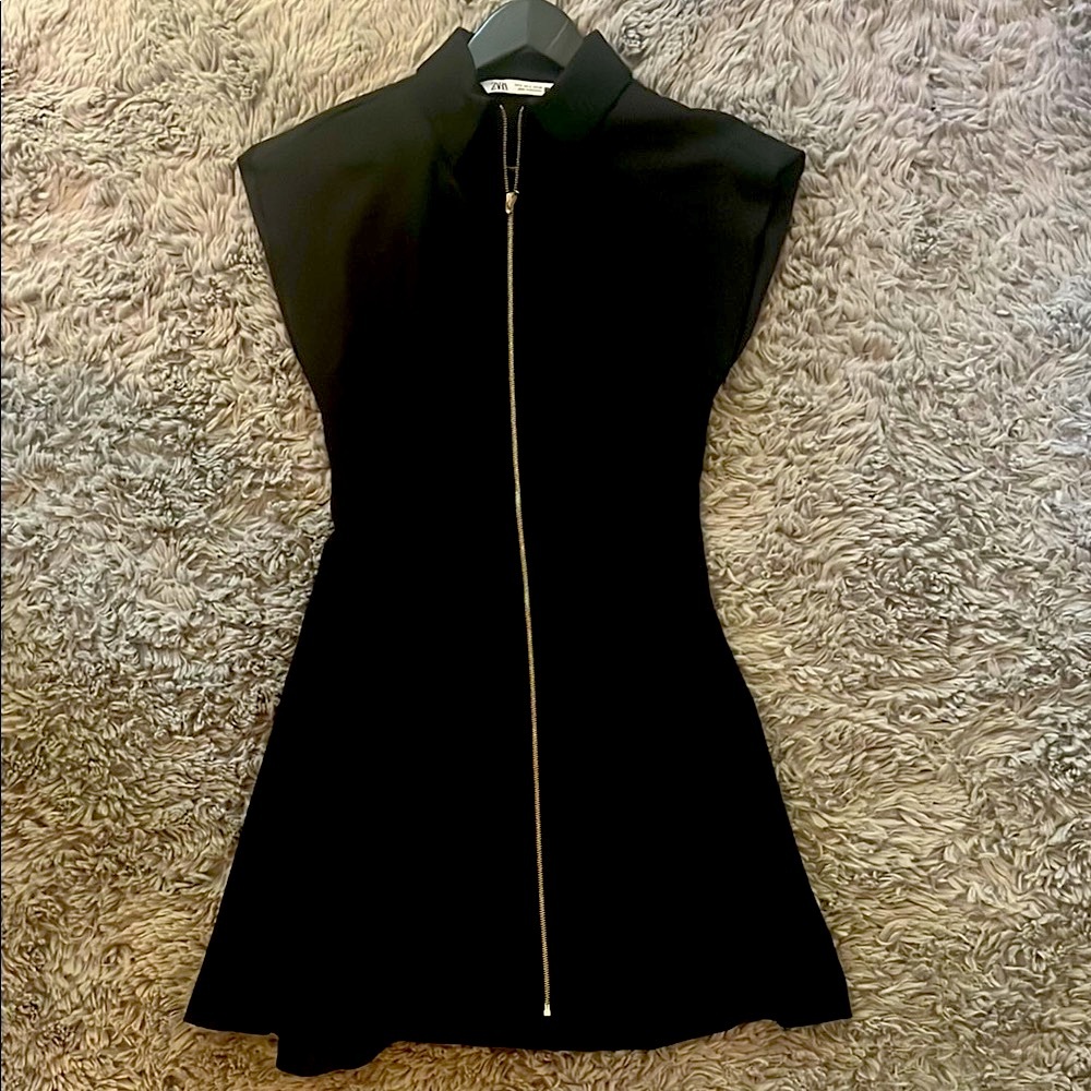 Zara Black and Gold Sheath Mini Dress